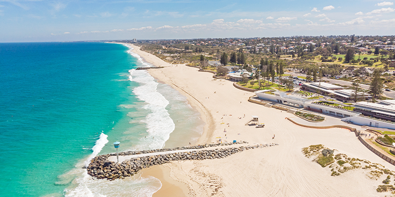 aerial view of city beach