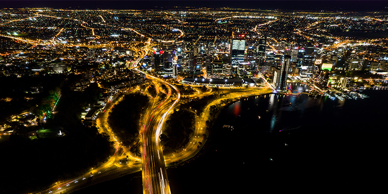 aerial shot of perth city in western australia