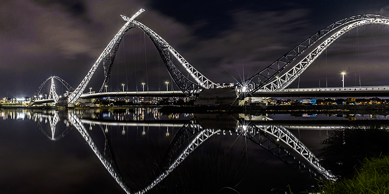 the elegant matagarup bridge over the swan river