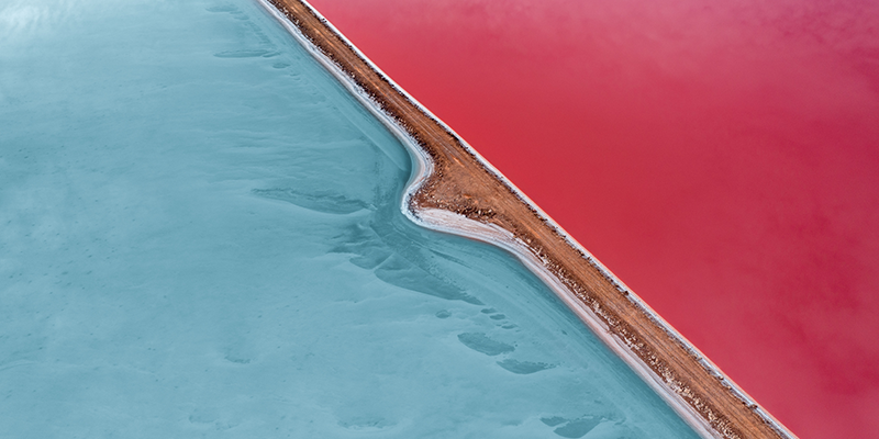 aerial view of the salt covered shore of the famou 